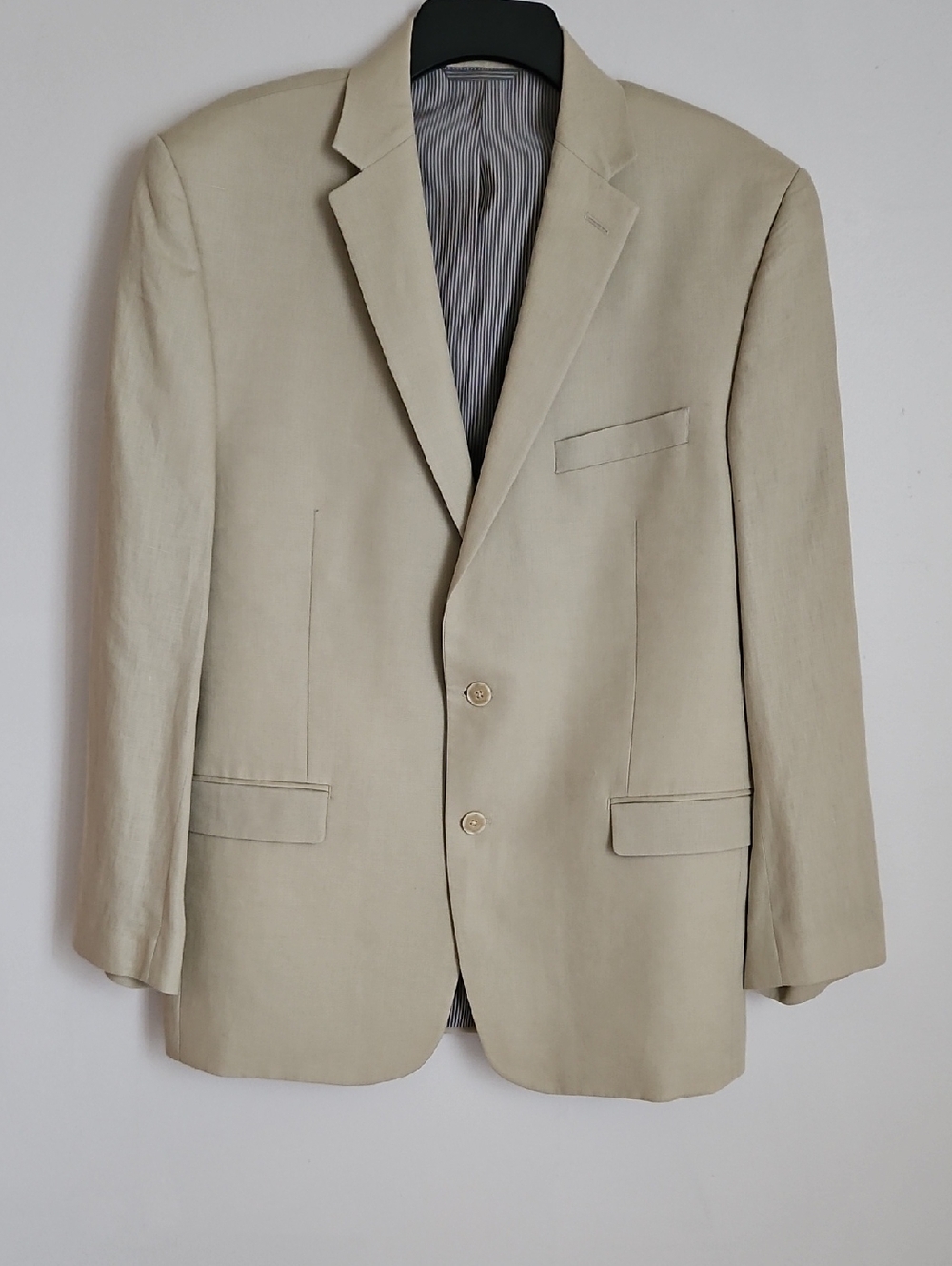 Calvin Klein Mens 42R Linen 2 Button Cream Blazer Sport Coat Summer Coastal